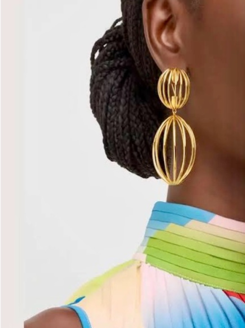 Lele Sadoughi 14K Gold Plated Birdcage Double Orb Drop Earrings